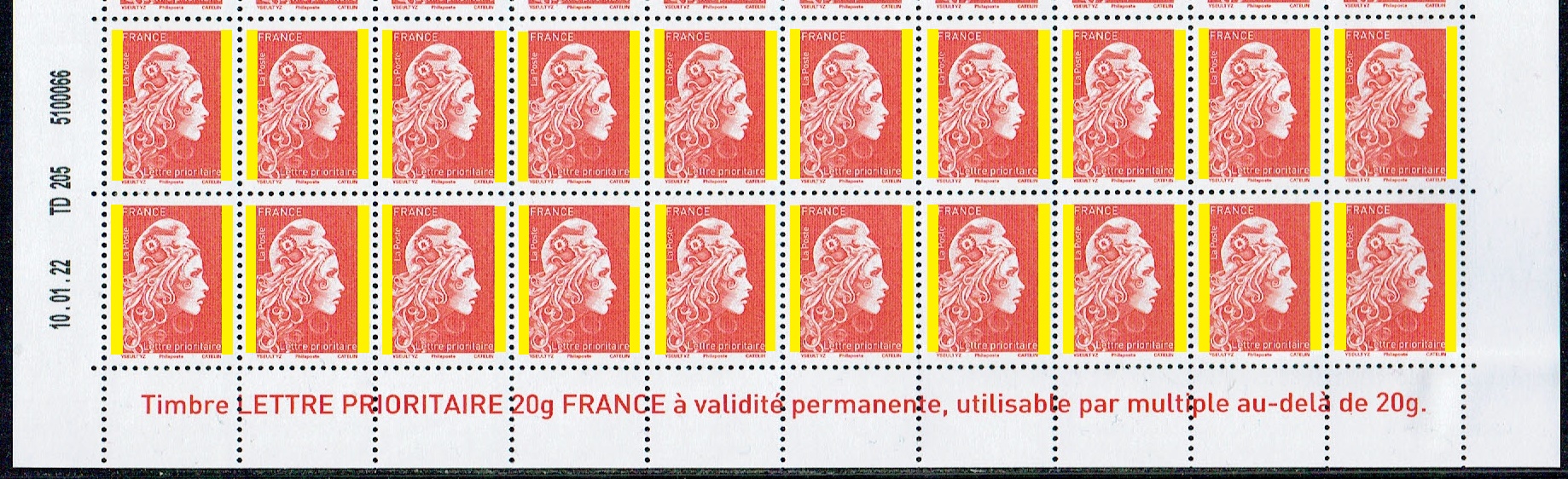 Carnet 10 timbres Marianne l'engagée - Lettre verte
