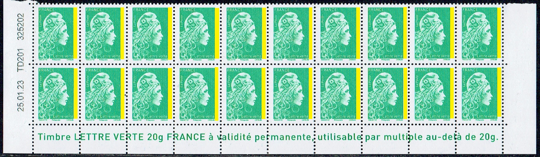 Timbres France 2022 5 valeurs Marianne l'Engagée Nouveau tirage